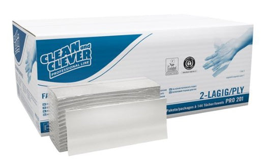 CLEAN & CLEVER Falthandtuch PRO201 2.880 Stück 23 x 31cm 2-lagig hochweiß