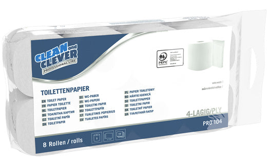 CLEAN & CLEVER Toilettenpapier PRO104 72 Rollen 4-lagig hochweiß