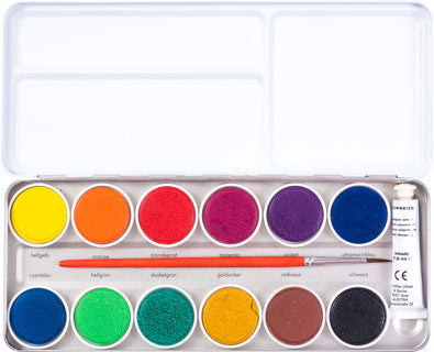 NOVOOO CREATIVE Deckfarbkasten inkl. Pinsel und Deckweiß 12 Farben