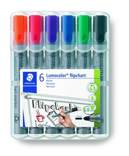 STAEDTLER Flipchartmarker Lumocolor® 356B WP6 mit Keilspitze 6 Stück mehrere Farben