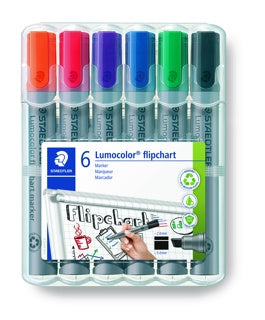STAEDTLER Flipchartmarker Lumocolor® 356 WP6 mit Rundspitze 6 Stück 2 mm mehrere Farben