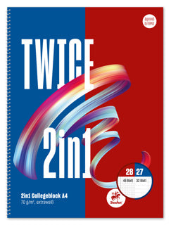 URSUS Collegeblock Two in One A4 2 x 40 Blatt bunt