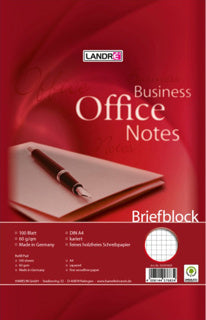 LANDRÉ Briefblock A4 60 g/m2 100 Blatt kariert weiß