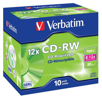VERBATIM CD-RW 700MB 80min 12x Jewelcase 10 Stück