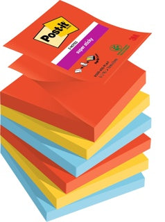 POST-IT® Haftnotizen Super Sticky Z-Notes R330-6SS-PLAY 6 Blöcke à 90 Blatt 76 x 76 mm mehrfarbig