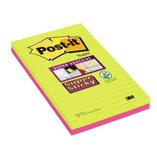 POST-IT® Haftnotizen Super Sticky Notes 5845SSEU 2 Blöcke à 45 Blatt liniert 127 x 203 mm sortiert