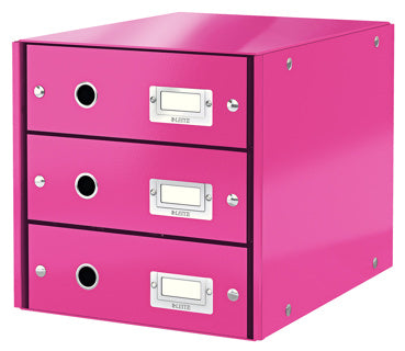 LEITZ Schubladenbox Click & Store 6048 mit 3 Schubladen pink-metallic