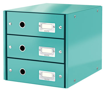 LEITZ Schubladenbox Click & Store 6048 mit 3 Schubladen eisblau