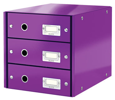 LEITZ Schubladenbox Click & Store 6048 mit 3 Schubladen violett-metallic