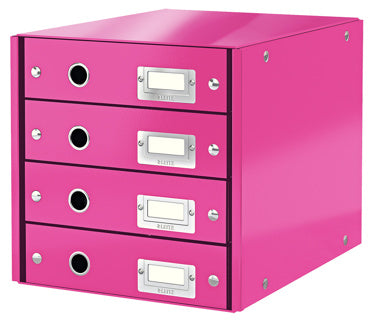 LEITZ Schubladenbox Click & Store 6049 mit 4 Schubladen pink-metallic