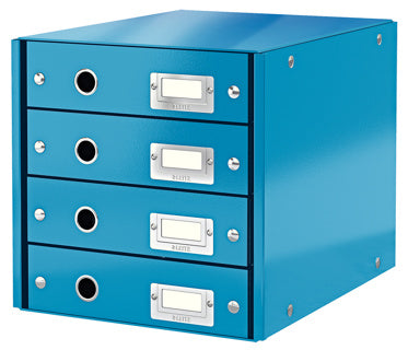 LEITZ Schubladenbox Click & Store 6049 mit 4 Schubladen blau-metallic