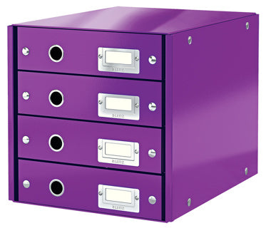 LEITZ Schubladenbox Click & Store 6049 mit 4 Schubladen violett-metallic