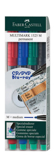 FABER-CASTELL Marker mit Rundspitze 4er Etui permanent M farbig sortiert