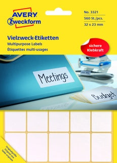 AVERY ZWECKFORM Vielzwecketiketten 3321 560 Stück permanent 32 x 23 mm weiß