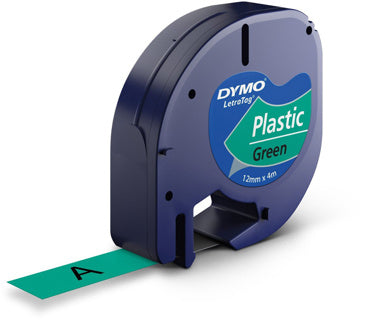 DYMO Schriftband LetraTag® S0721640 12 mm x 4 m schwarz auf grün