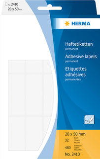 HERMA Haftetiketten 2 x 5 cm 480 Stück selbstklebend weiß
