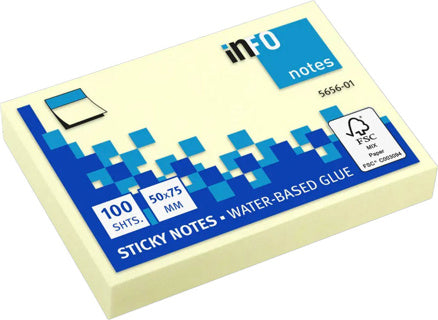 INFO NOTES Haftnotiz 5x7.5 cm 12 Stück gelb