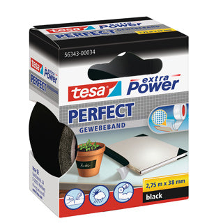 TESA Gewebeband 56343 Extra Power Perfect 38 mm x 2.75 m schwarz