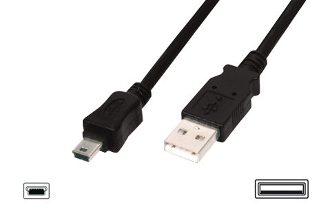 DIGITUS USB 2.0 Anschlusskabel USB-A/Mini USB-B 1.8 m schwarz