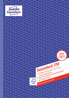 AVERY ZWECKFORM Kassenbuch 1756 2x 40 Blatt A4 selbstdurchschreibend