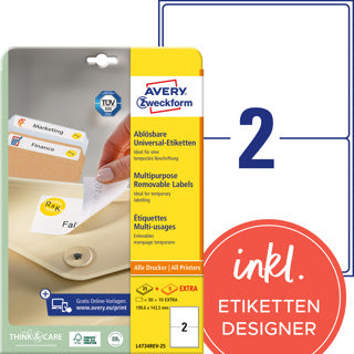 AVERY ZWECKFORM Universaletiketten L4734REV-25 60 Stück ablösbar 199.6 x 143.5 mm weiß