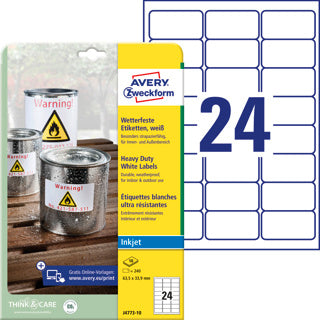 AVERY ZWECKFORM Wetterfeste Etiketten J4773-10 240 Stück permanent 65.3 x 33.9 mm weiß