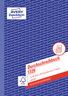 AVERY ZWECKFORM Durchschreibbuch 1729 2x 40 Blatt A5 selbstdurchschreibend liniert