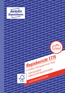 AVERY ZWECKFORM Regiebericht 1775 2x 40 Blatt A5 selbstdurchschreibend