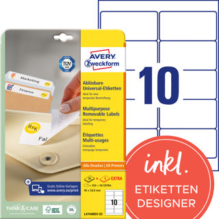 AVERY ZWECKFORM Universaletiketten L4744REV-25 300 Stück ablösbar 96 x 50.8 mm weiß