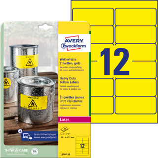 AVERY ZWECKFORM Wetterfeste Etiketten L6107-20 240 Stück permanent 99.1 x 42.3 mm gelb