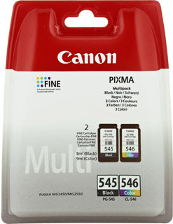 CANON Tintenpatrone PG-545/CL-546 2 Stück à 180 Seiten schwarz/cyan/magenta/gelb