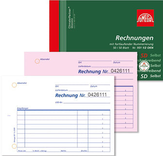 OMEGA Rechnungsbuch 951 1/2 OKN A6 quer 2 x 50 Blatt selbstdurchschreibend