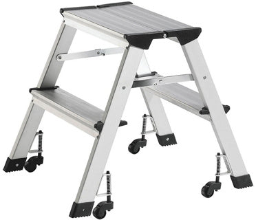 ALCO Trittleiter 898 2-stufig mit 4 Rollen silber