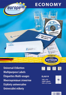 EUROPE100 Universal-Etiketten 10.5 x 3.71 cm 100 Blatt weiß