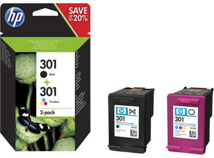 HP Tintenpatrone Nr. 301 2 Stück 3ml schwarz und color