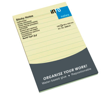 INFO NOTES Haftnotizen liniert 10 x 15 cm 12 Stück à 100 Blatt gelb