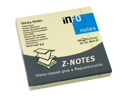 INFO NOTES Haftnotizen Z-Notes 7.5 x 7.5 cm 12 Stück à 100 Blatt pastellgelb