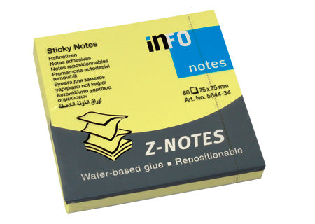 INFO NOTES Haftnotizen Z-Notes 7.5 x 7.5 cm 12 Stück à 100 Blatt neongelb