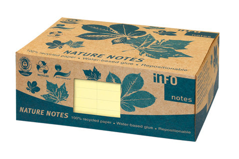 INFO NOTES Recycling Haftnotizen 12. x 7.5 cm 12 Stück à 100 Blatt gelb