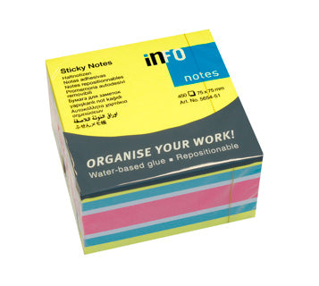 INFO NOTES Haftnotizwürfel "Brilliantmix" 7.5 x 7.5 cm 450 Blatt bunt