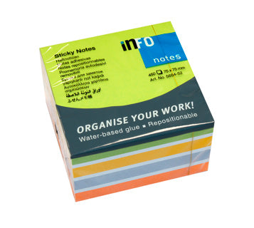 INFO NOTES Haftnotizwürfel "Farbmix" 7.5 x 7.5 cm 450 Blatt bunt