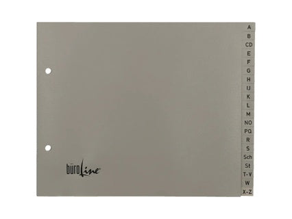 BÜROLINE Register A4 halbe Höhe 20-teilig A-Z PP 23 x 18 cm grau