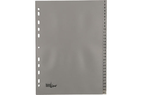 BÜROLINE Register A4 31-teilig 1-31 PP grau
