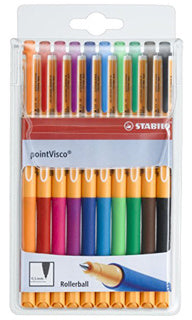 STABILO Tintenroller pointVisco 1099 0.5 mm im Etui 10 Stück mehrere Farben