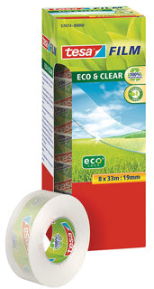TESA Klebeband Eco & Clear 19 mm x 33 m 8 Stück transparent