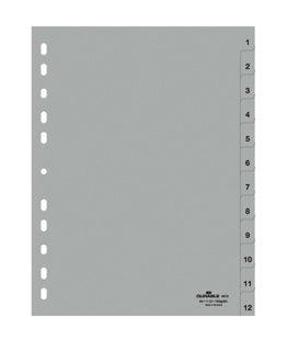 DURABLE Register 6512 A4 12-teilig 1-12 PP 12 µm grau