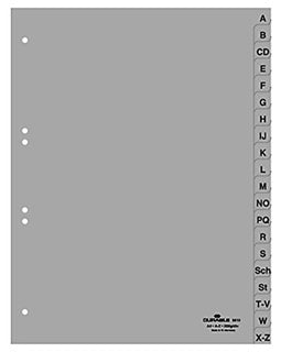 DURABLE Register 6510 A4 20-teilig A-Z PP 12 µm grau