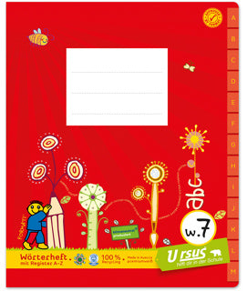 URSUS FORMATI Wörterheft W.7 quart 40 Blatt mit Mittelstrich liniert