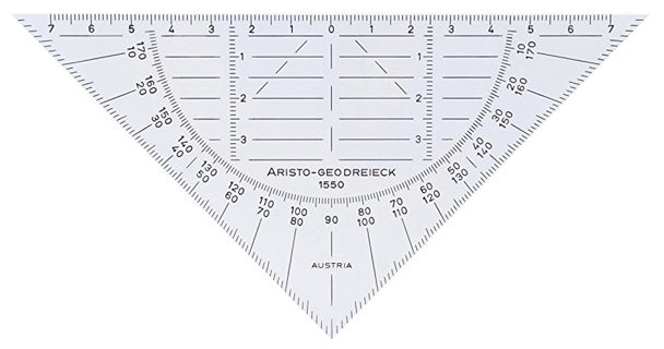 ARISTO Geodreieck 1550 ohne Griff biegsam 16 cm transparent