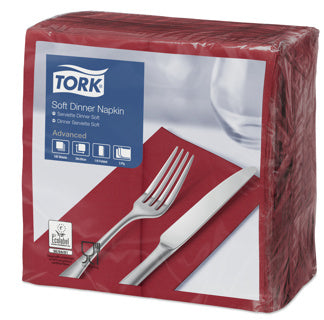 TORK Dinnerservietten 100 Stück 3-lagig 39x39cm bordeaux
